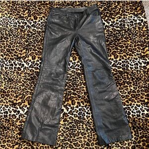 Workshop Republic Clothing Black Flare leather pants